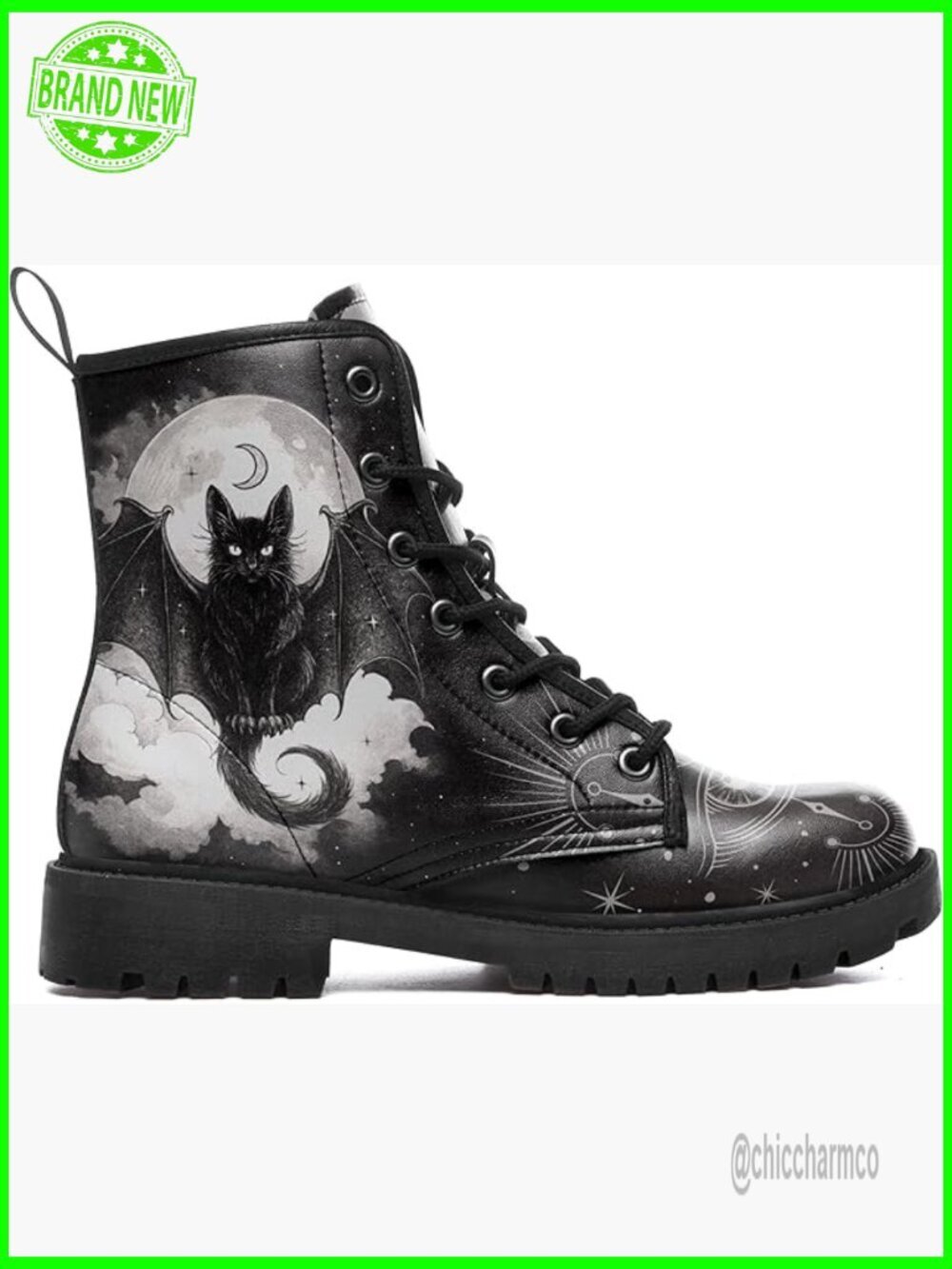 Gothic Combat Ankle Boots Lace-Up Vegan Leather Punk Chunky Heel